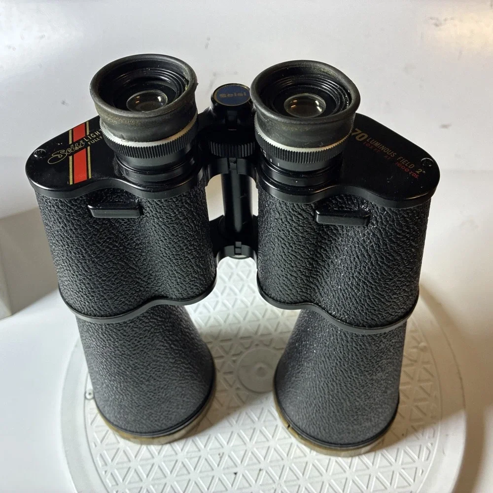 Excellent! Vintage Selsi Binoculars 30x70 J-S111 With Case Box Card Straps Stand